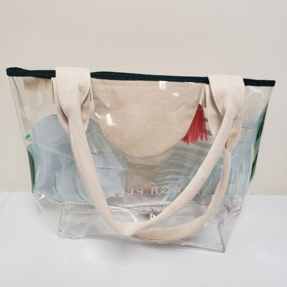 Benefit Beach Please Tote Bag Clear Canvas Handles - Picture 3 of 10